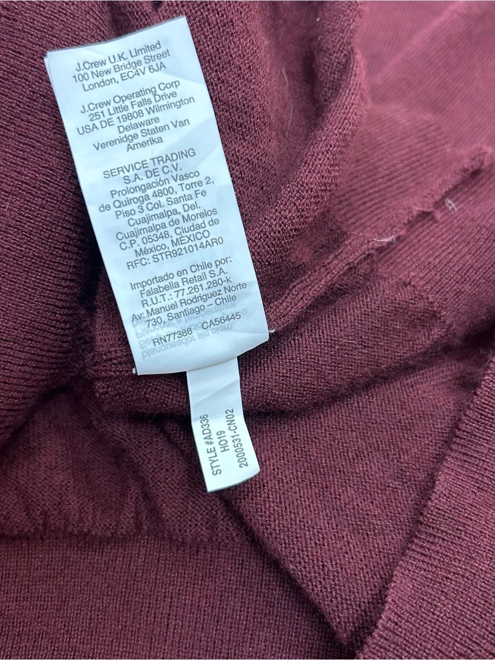 J. Crew 100% Merino Wool Burgundy Sweater